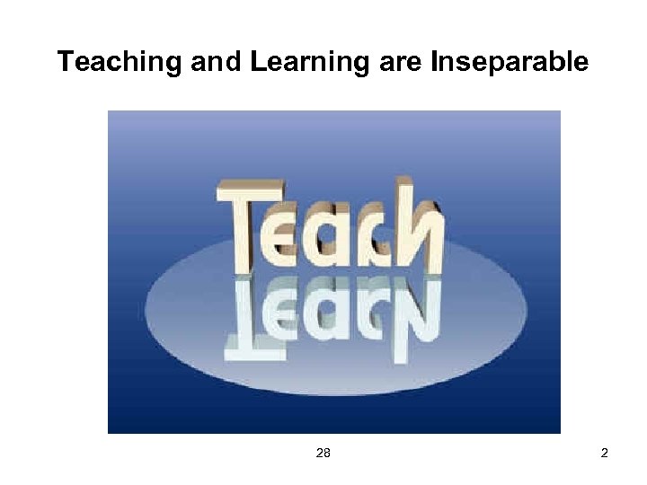 Teaching and Learning are Inseparable 28 2 