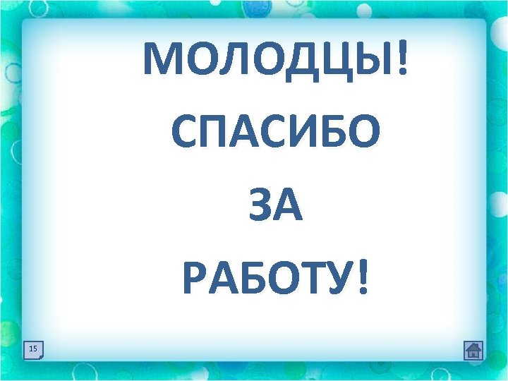 МОЛОДЦЫ! СПАСИБО ЗА РАБОТУ! 15 