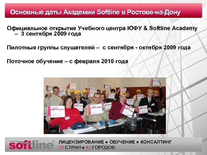 Основные даты Академии Softline в Ростове-на-Дону Оазец заголовка Официальное открытие Учебного центра ЮФУ &
