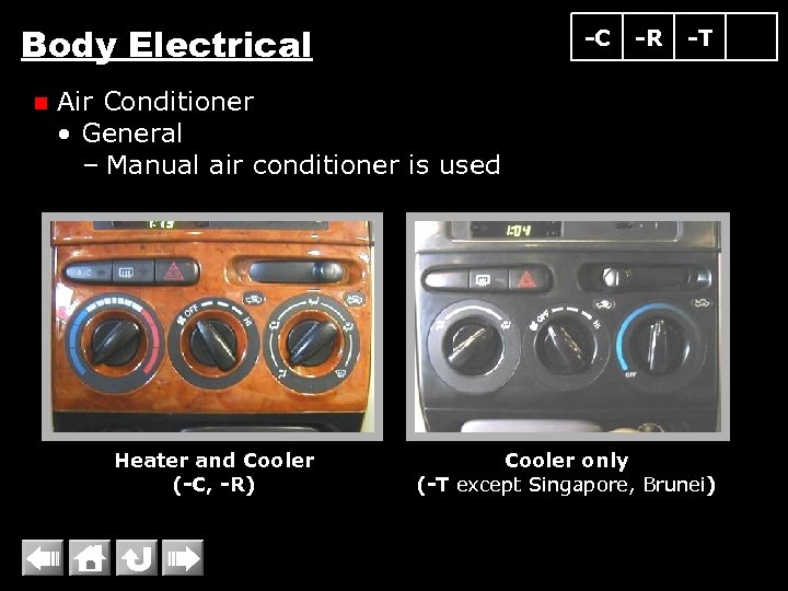 Body Electrical n -C -R -T Air Conditioner • General – Manual air conditioner