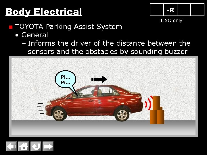 Body Electrical n -R 1. 5 G only TOYOTA Parking Assist System • General