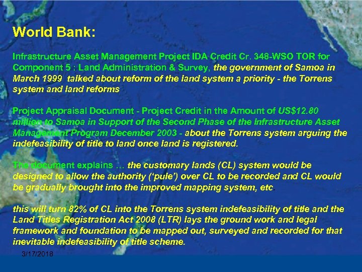 World Bank: Infrastructure Asset Management Project IDA Credit Cr. 348 -WSO TOR for Component