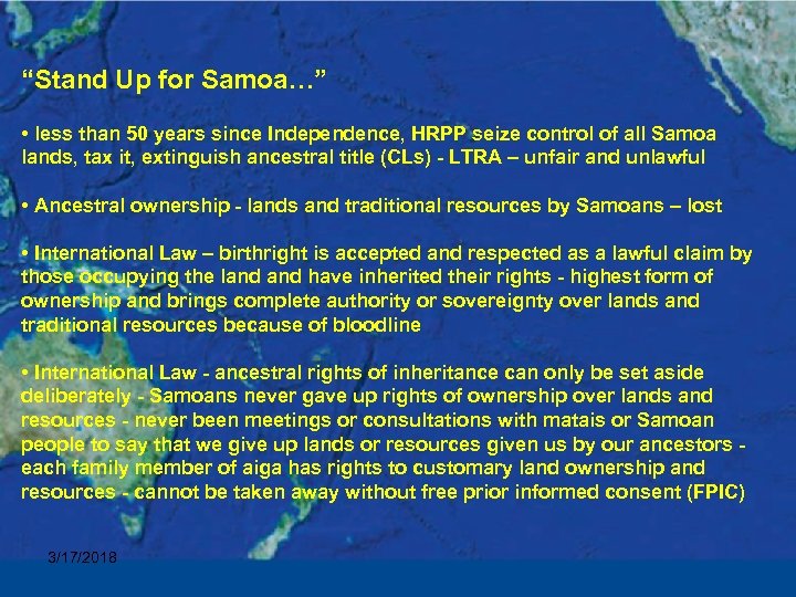 “Stand Up for Samoa…” • less than 50 years since Independence, HRPP seize control