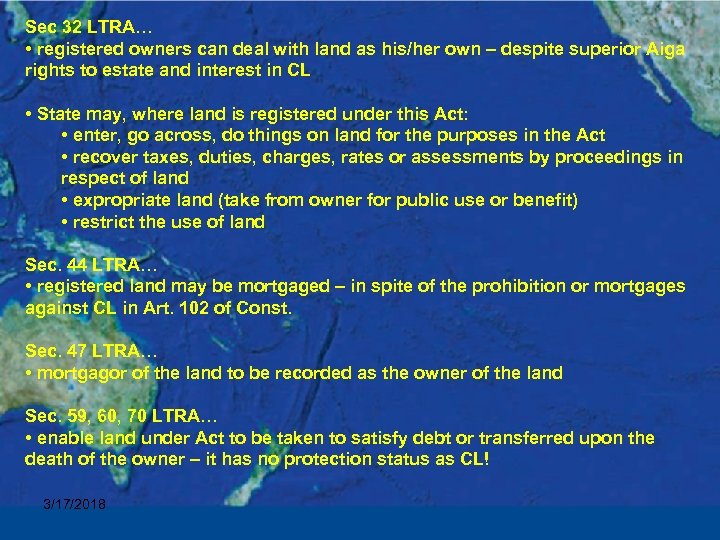 Sec 32 LTRA… • registered owners can deal with land as his/her own –