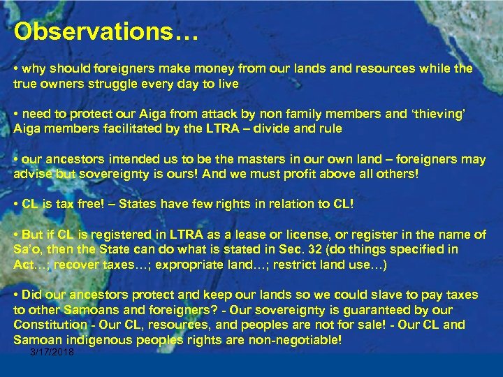 Observations… • why should foreigners make money from our lands and resources while the