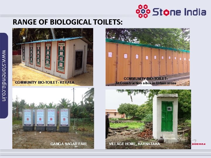 RANGE OF BIOLOGICAL TOILETS: COMMUNITY BIO-TOILET- KERALA GANGA SAGAR FAIR COMMUNITY BIO-TOILETAt Construction sites