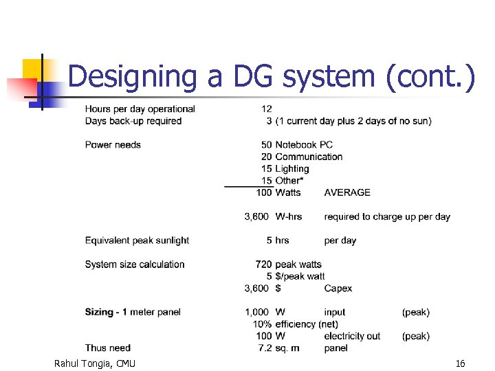 Designing a DG system (cont. ) Rahul Tongia, CMU 16 