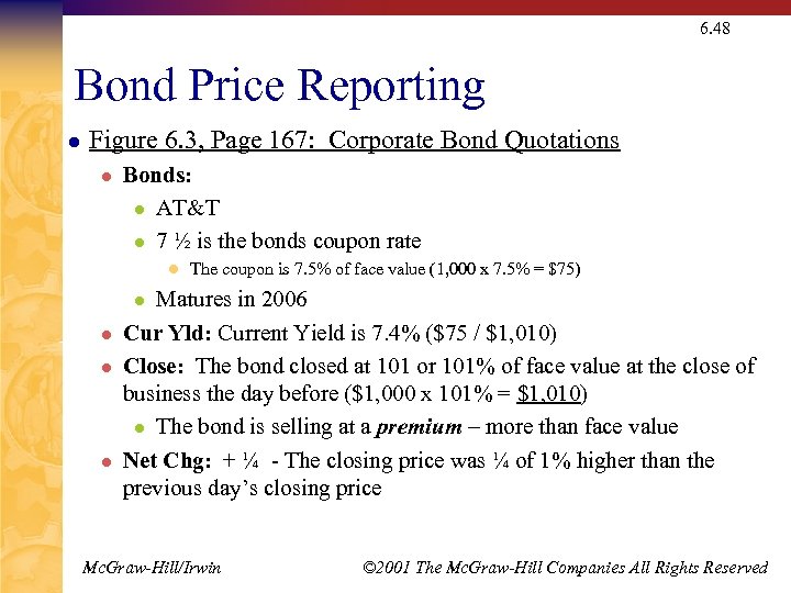 6. 48 Bond Price Reporting l Figure 6. 3, Page 167: Corporate Bond Quotations