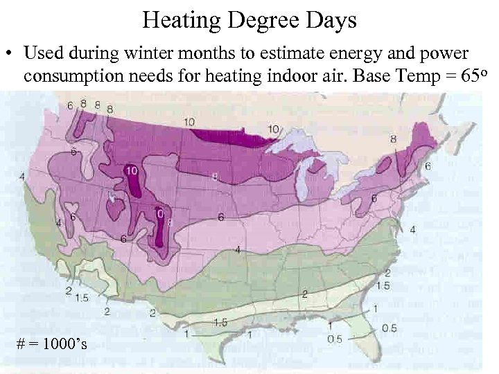 Heating Degree Days • Used during winter months to estimate energy and power consumption