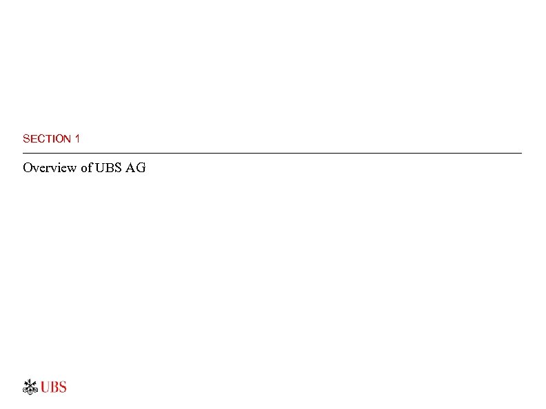 SECTION 1 Overview of UBS AG 