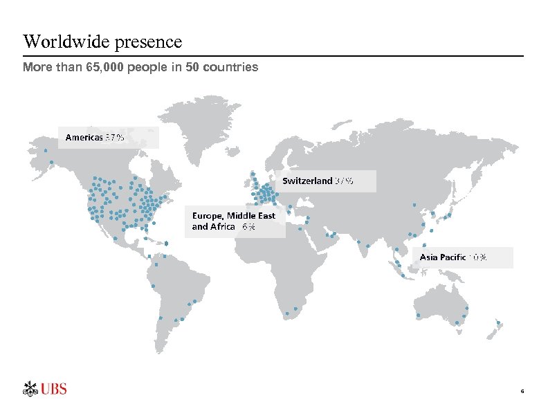 Worldwide presence More than 65, 000 people in 50 countries 6 