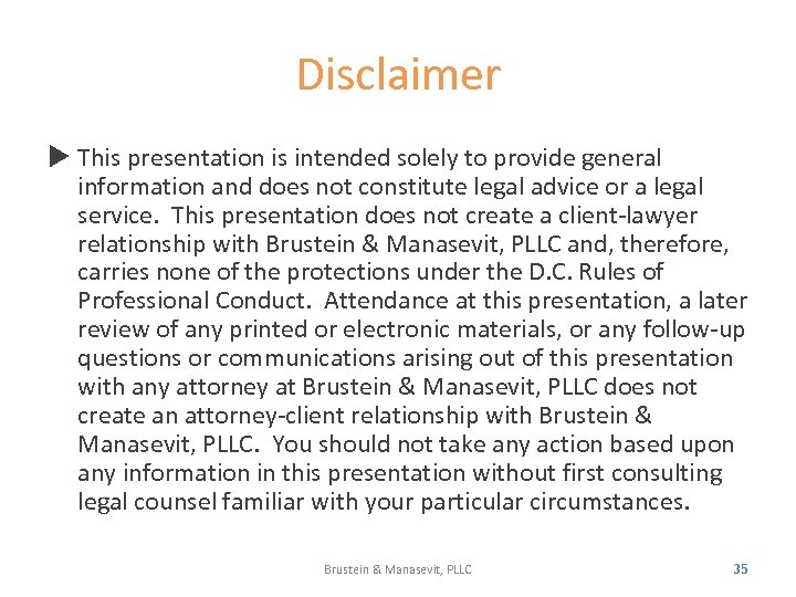 Disclaimer This presentation is intended solely to provide general information and does not constitute