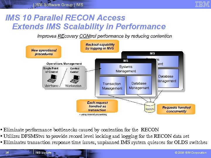 IBM Software Group | IMS 10 Parallel RECON Access Extends IMS Scalability in Performance