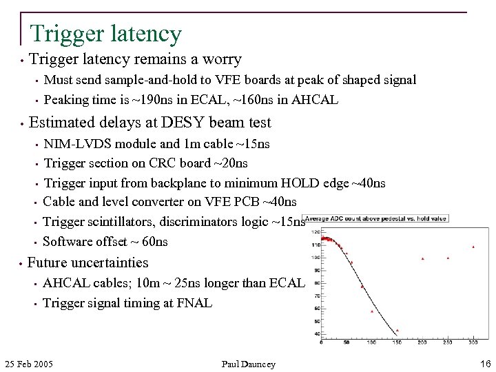 Trigger latency • Trigger latency remains a worry • • • Estimated delays at
