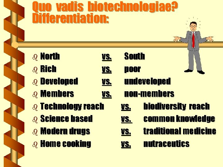 Quo vadis biotechnologiae? Differentiation: b North vs. b Rich vs. b Developed vs. b
