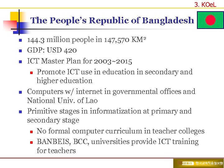 3. KOe. L The People’s Republic of Bangladesh n n n 144. 3 million