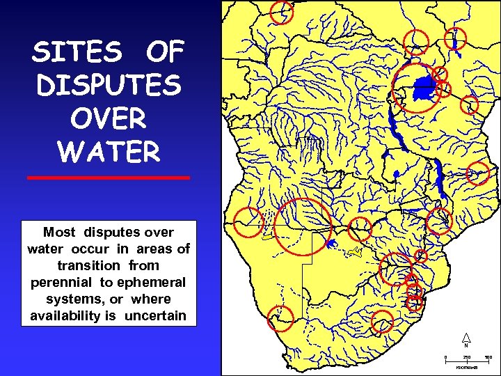 SITES OF DISPUTES OVER WATER Most disputes over water occur in areas of transition