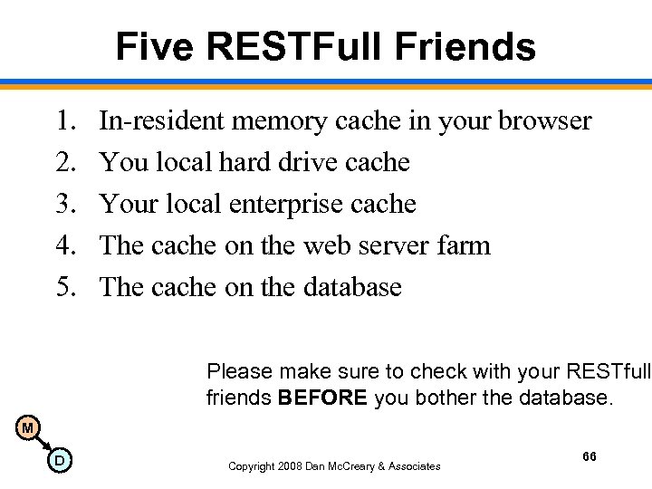Five RESTFull Friends 1. 2. 3. 4. 5. In-resident memory cache in your browser