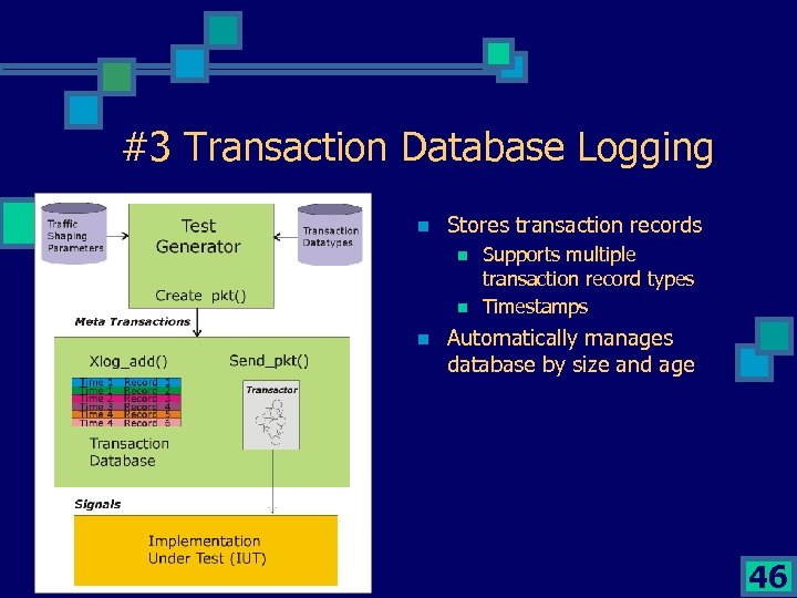 #3 Transaction Database Logging n Stores transaction records n n n Supports multiple transaction