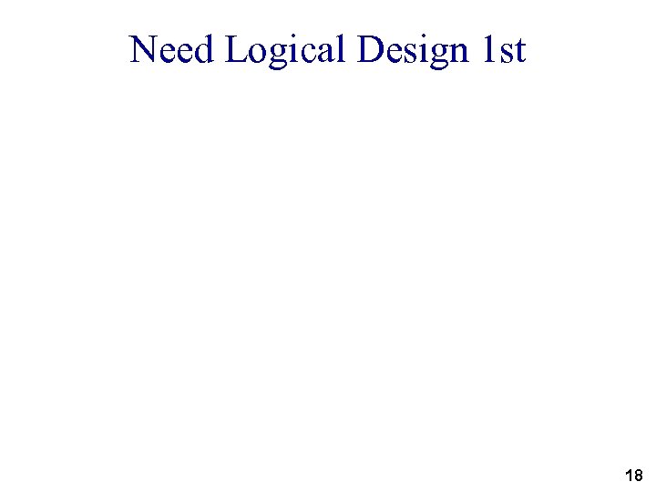 Need Logical Design 1 st 18 
