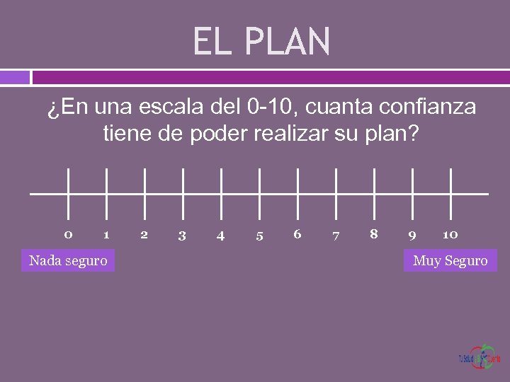 EL PLAN ¿En una escala del 0 -10, cuanta confianza tiene de poder realizar