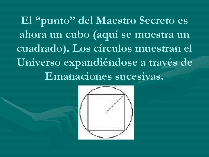 El “punto” del Maestro Secreto es ahora un cubo (aquí se muestra un cuadrado).