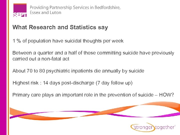 What Research and Statistics say 1 % of population have suicidal thoughts per week