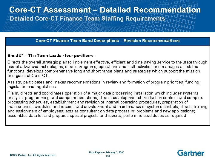 Core-CT Assessment – Detailed Recommendation Detailed Core-CT Finance Team Staffing Requirements Core-CT Finance Team