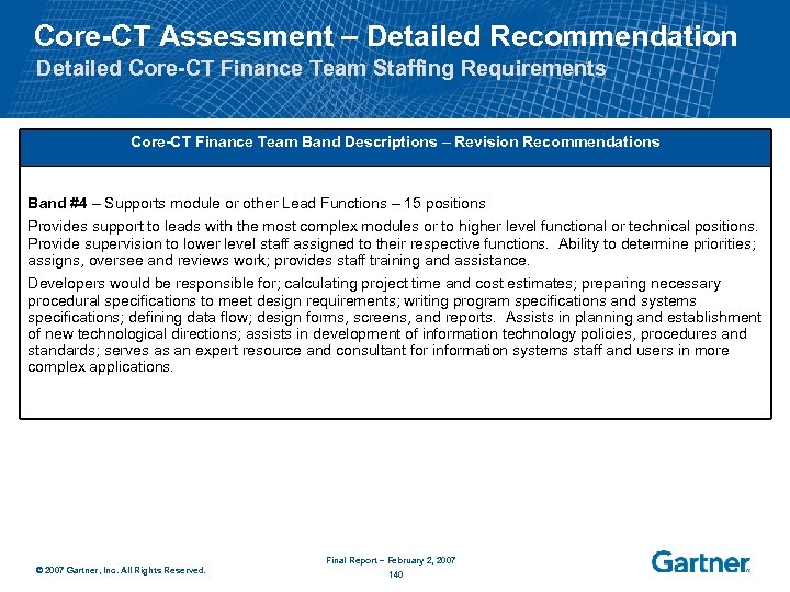 Core-CT Assessment – Detailed Recommendation Detailed Core-CT Finance Team Staffing Requirements Core-CT Finance Team