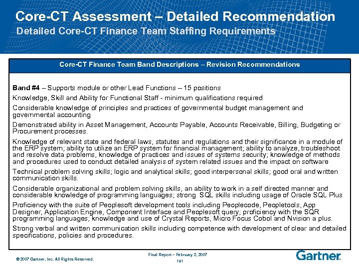 Core-CT Assessment – Detailed Recommendation Detailed Core-CT Finance Team Staffing Requirements Core-CT Finance Team