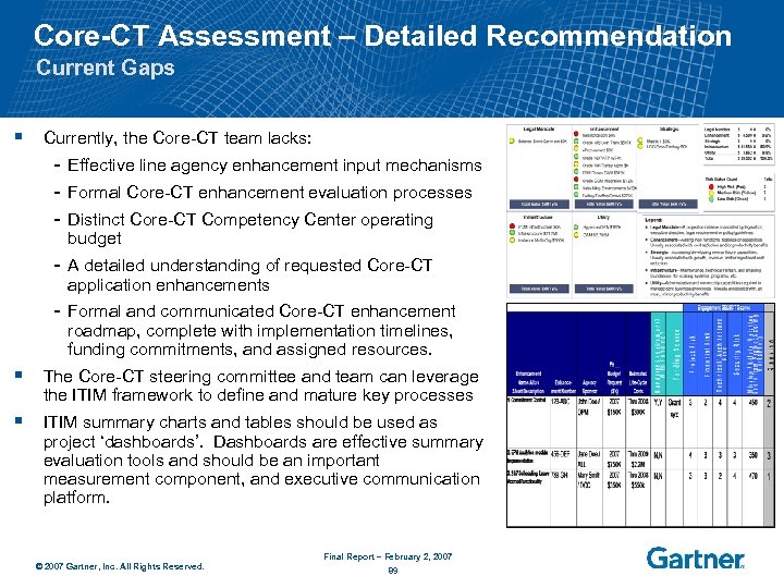 Core-CT Assessment – Detailed Recommendation Current Gaps § Currently, the Core-CT team lacks: -