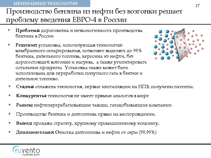 МЕМБРАННЫЕ ТЕХНОЛОГИИ Производство бензина из нефти без возгонки решает проблему введения ЕВРО-4 в России