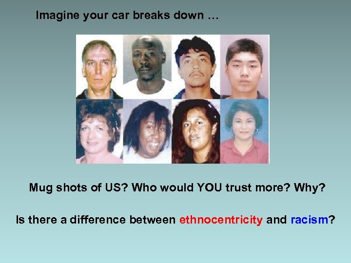 Imagine your car breaks down … Mug shots of US? Who would YOU trust