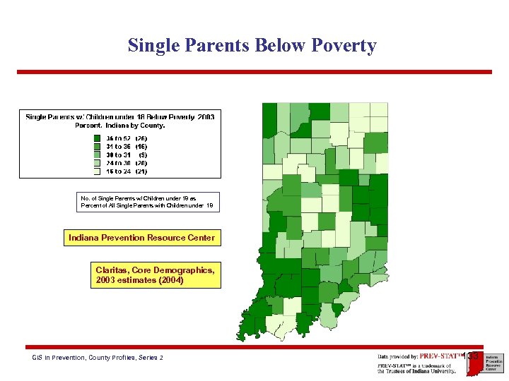 Single Parents Below Poverty No. of Single Parents w/ Children under 18 as Percent