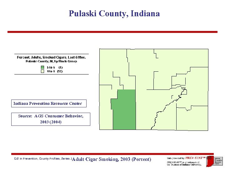 Pulaski County, Indiana Prevention Resource Center Source: AGS Consumer Behavior, 2003 (2004) Adult Cigar
