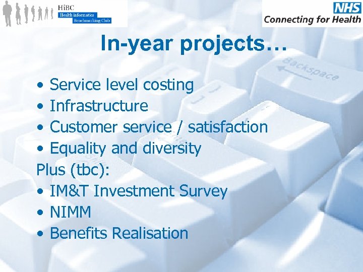 In-year projects… • Service level costing • Infrastructure • Customer service / satisfaction •