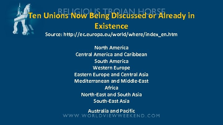Ten Unions Now Being Discussed or Already in Existence Source: http: //ec. europa. eu/world/where/index_en.