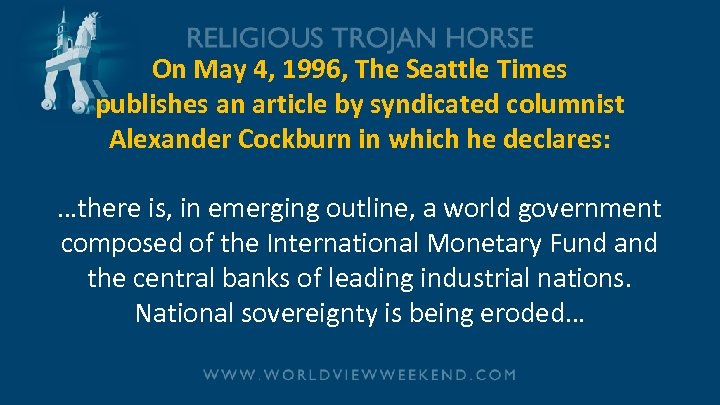 On May 4, 1996, The Seattle Times publishes an article by syndicated columnist Alexander