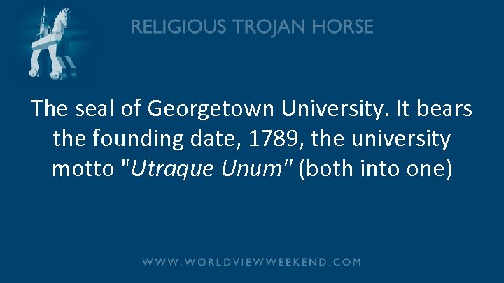 The seal of Georgetown University. It bears the founding date, 1789, the university motto