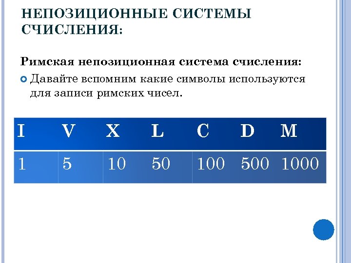 В зависимости от способа изображения чисел системы счисления делятся на позиционные и непозиционные