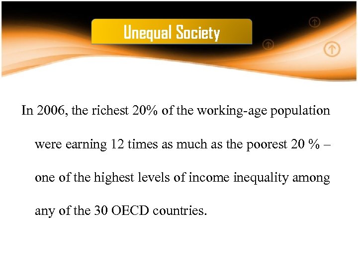 Unequal Society In 2006, the richest 20% of the working-age population were earning 12