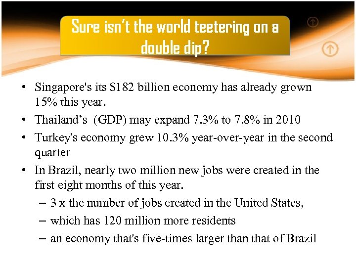 Sure isn’t the world teetering on a double dip? • Singapore's its $182 billion