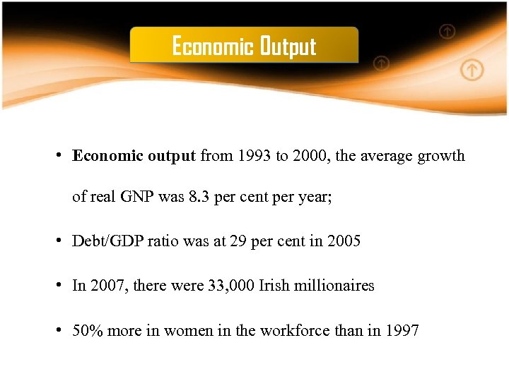 Economic Output • Economic output from 1993 to 2000, the average growth of real
