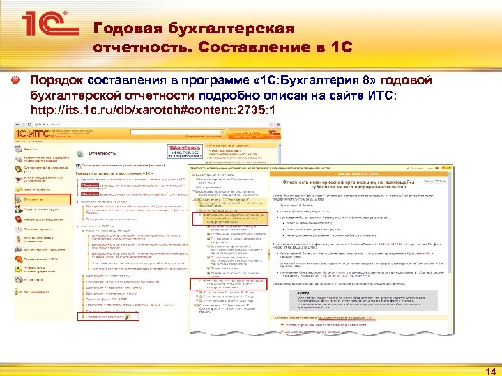 Годовая бухгалтерская отчетность. Составление в 1 С Порядок составления в программе « 1 С: