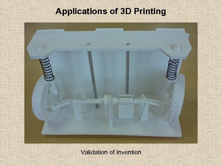 Applications of 3 D Printing Validation of Invention 