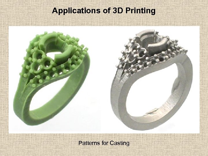 Applications of 3 D Printing Patterns for Casting 