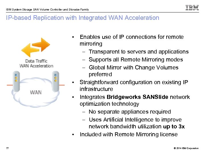 IBM System Storage SAN Volume Controller and Storwize Family IP-based Replication with Integrated WAN