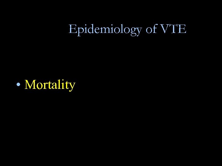 Epidemiology of VTE • Mortality 