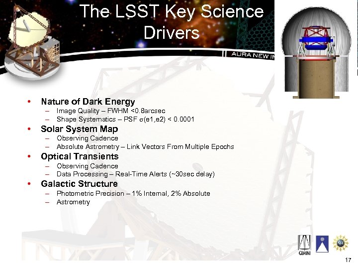 The LSST Key Science Drivers • Nature of Dark Energy – Image Quality –