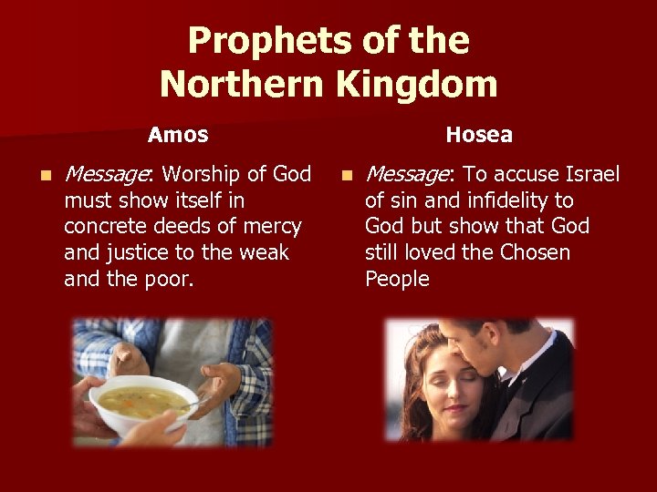 Prophets of the Northern Kingdom Amos n Message: Worship of God must show itself